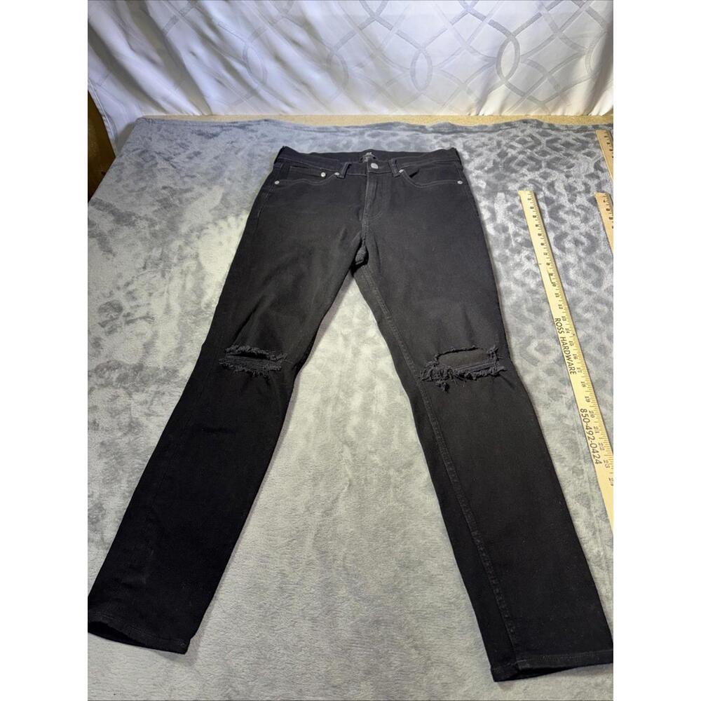 H&M Skinny Coupe Moulante Black Denim Jeans Mens Size 31 Distressed